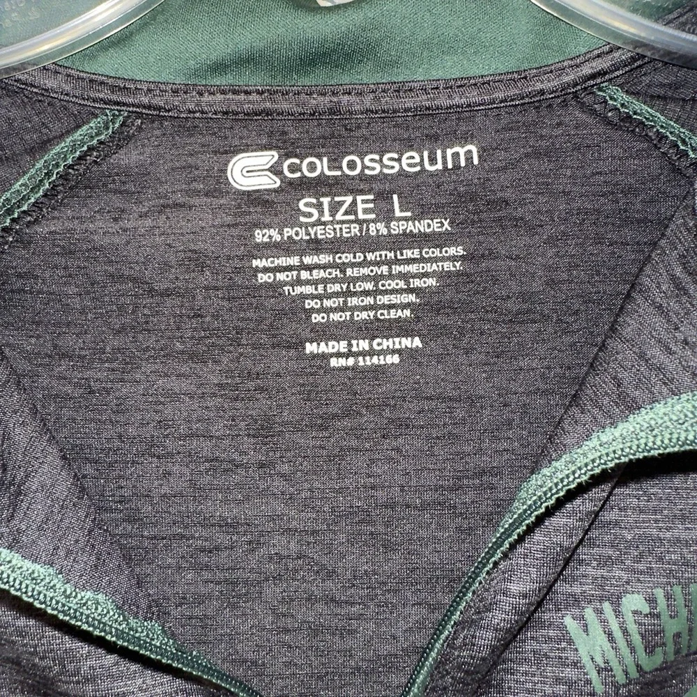 MSU Spartans Large Quarter Zip Pullover Gray‎ College Sports Embroidered Logo